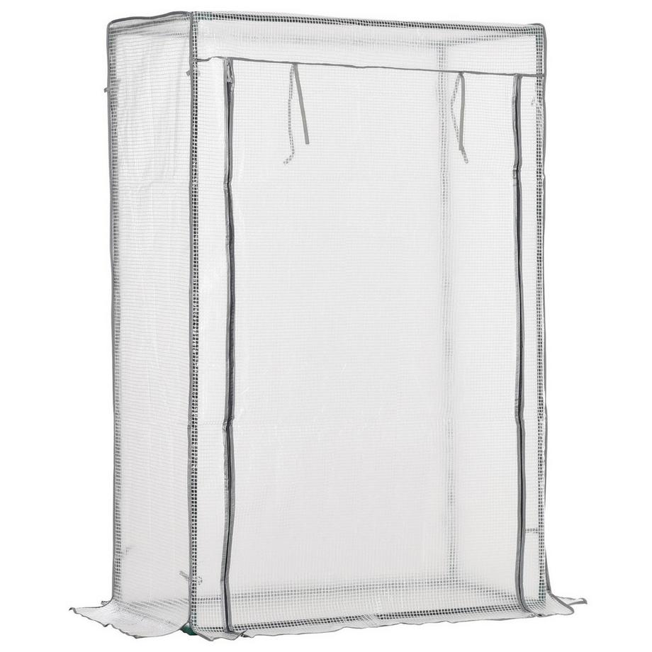 Gewächshaus mit PE-Gitterfolie, Tür, winterfest Foliengewächshaus aus Stahl, Treibhaus für Balkon, Garten, Tomatenhaus 101 x 50 x 150 cm, Tomatengewächshaus für Tomaten, Gemüse, Blumen, Weiß Aosom