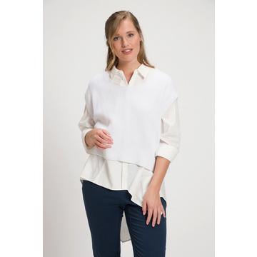 Pull, oversize, col rond, sans manches, coton bio