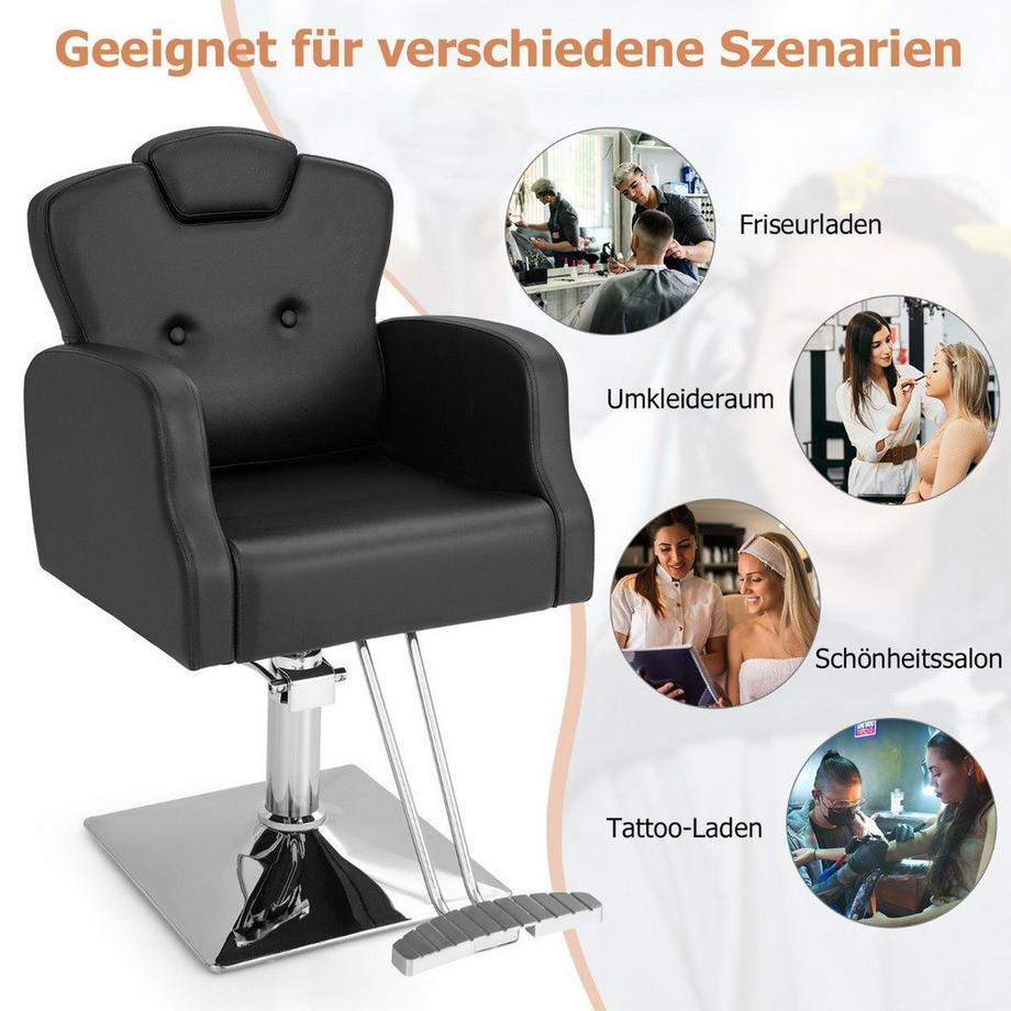 Northix  Friseurstuhl mit Kopfstütze & Rückenlehne & Hydraulikpumpe Höhenverstellbarer Salonstuhl 