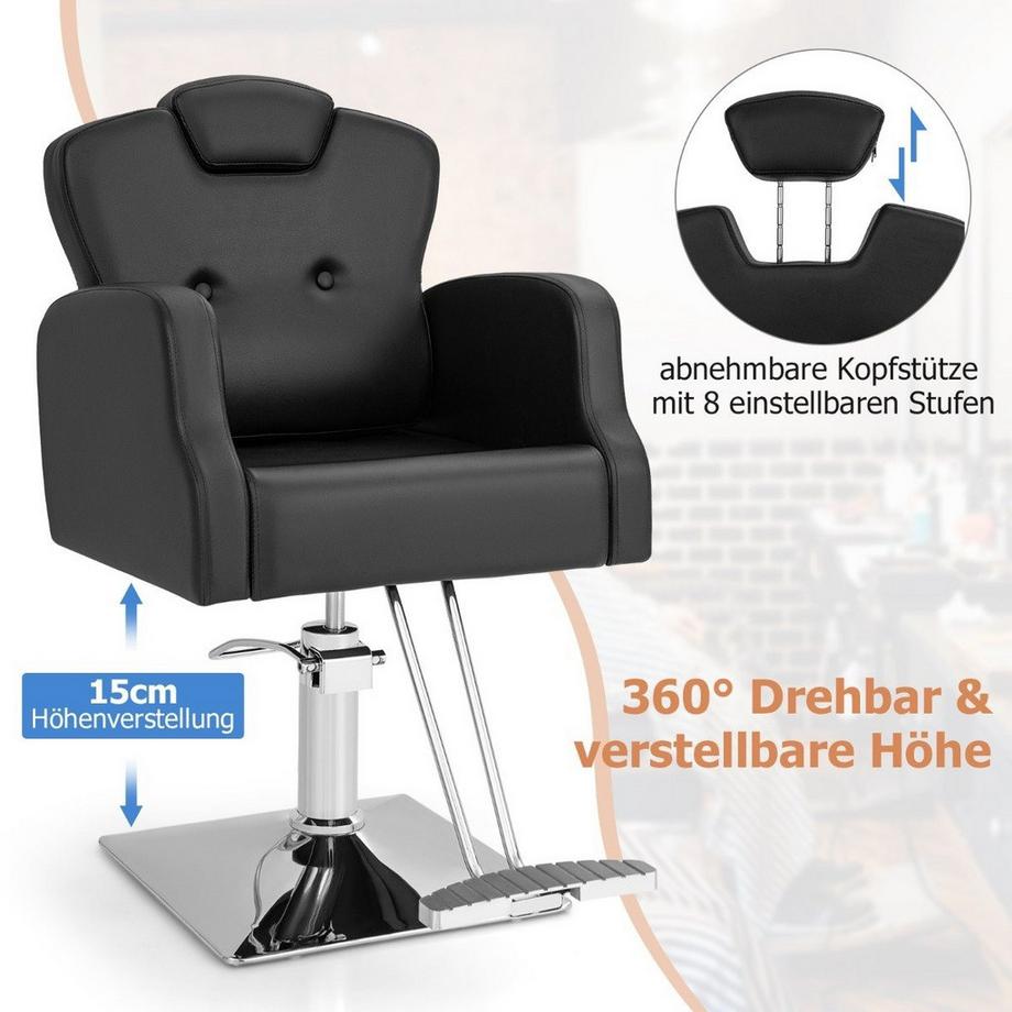 Northix  Friseurstuhl mit Kopfstütze & Rückenlehne & Hydraulikpumpe Höhenverstellbarer Salonstuhl 