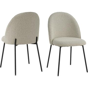 Sedia da pranzo Clusto tessuto metallo grigio-beige (set di 2)