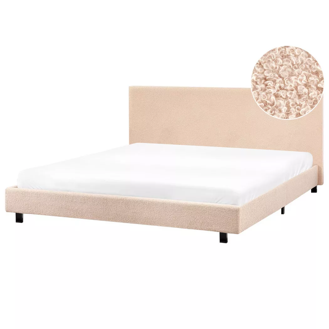 Beliani - Wasserbett aus Bouclé  ALBI, Perle