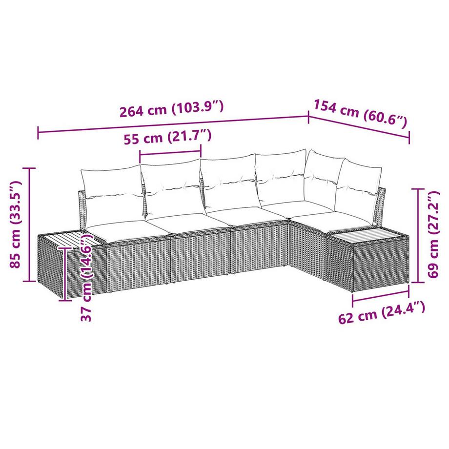 VidaXL Set di divani da esterno Polyrattan  