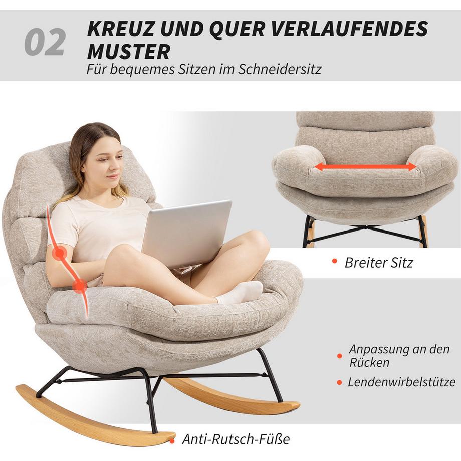 HOMCOM Fauteuil à bascule  