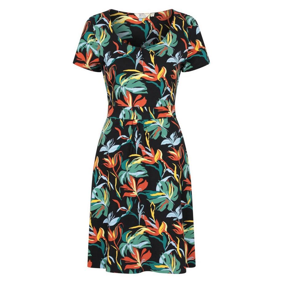 Robe Manches Courtes Motiftyle Feuilles Orchid