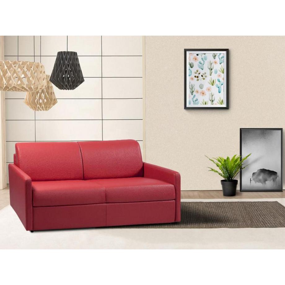 Vente-unique Schlafsofa 3Sitzer Kunstleder Liegefläche 1 MatratzenCALIFE  