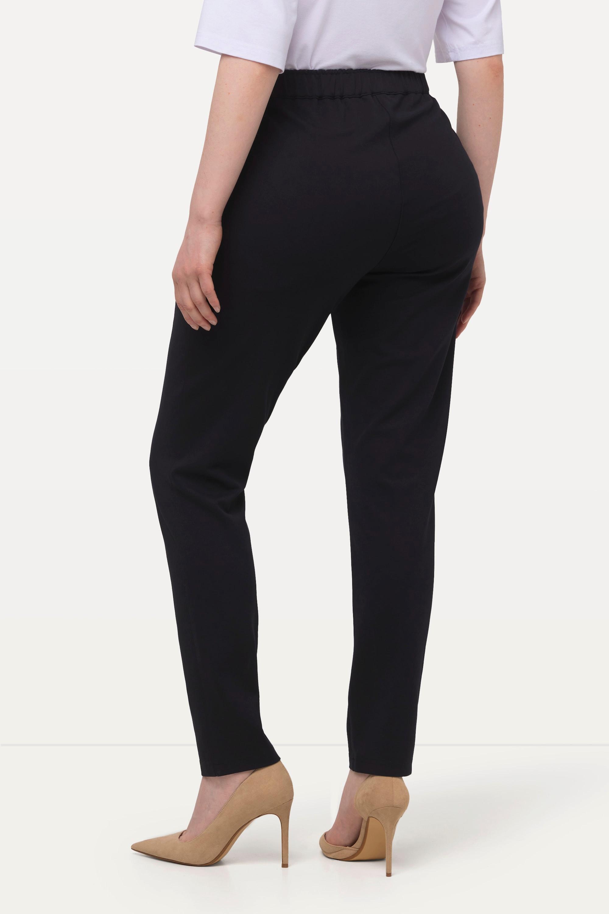 Ulla Popken  Pantalon en point de Rome Sienna, coupe slim et taille élastique 