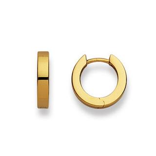 MUAU Schmuck  Scharnier-Creolen Gelbgold 750, 12mm 