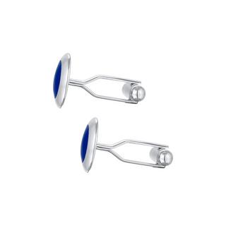 Kuzzoi  Boutons de Manchette Basic Rund Klassik Geo Emaille Blau 925 Silber 