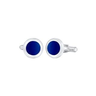 Kuzzoi  Boutons de Manchette Basic Rund Klassik Geo Emaille Blau 925 Silber 