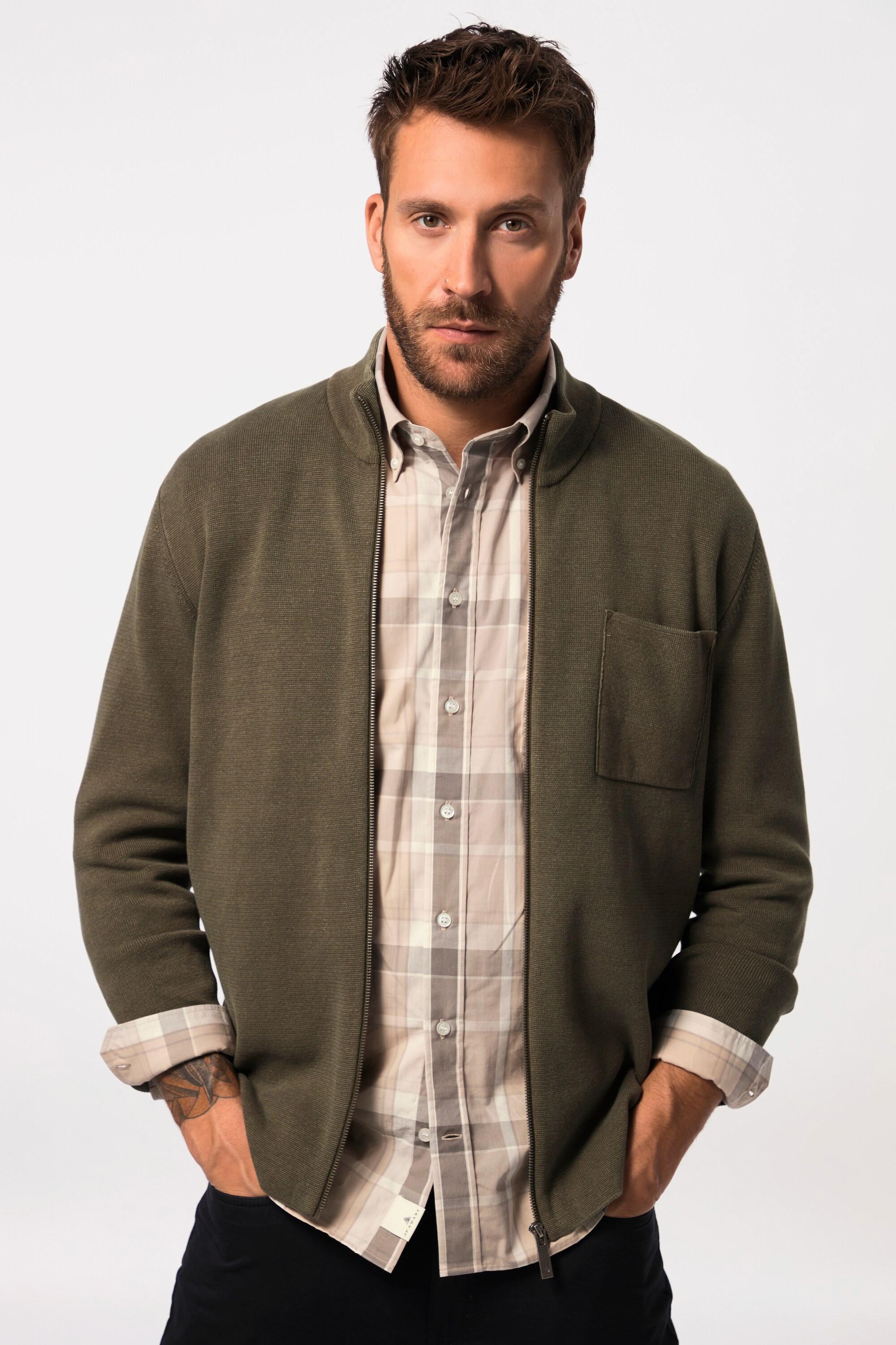 JP1880 Strukturstrick Vintage Look Cardigan Stehkragen  