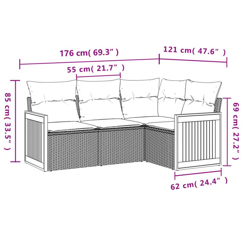 VidaXL set divano da giardino Polirattan  