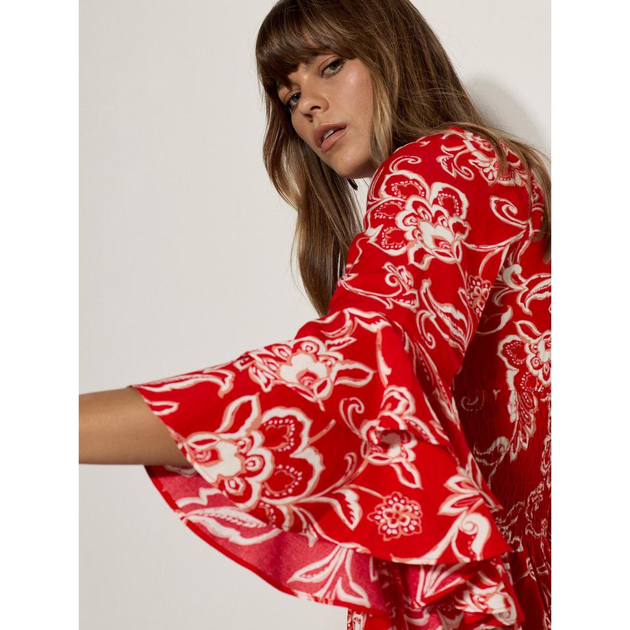 APRICOT Sarasa Mini Robe Fleurie Smockée à Volants  