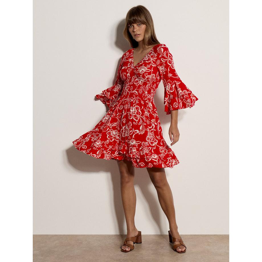APRICOT Sarasa Mini Robe Fleurie Smockée à Volants  