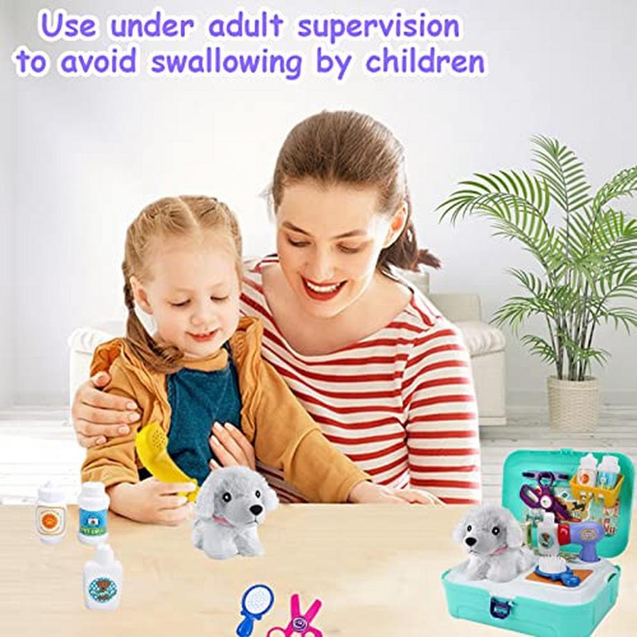 Activity-board  Spielzeug-Tierarztkoffer für Kinder, Arzt-Rollenspiel zum Füttern und Pflegen 