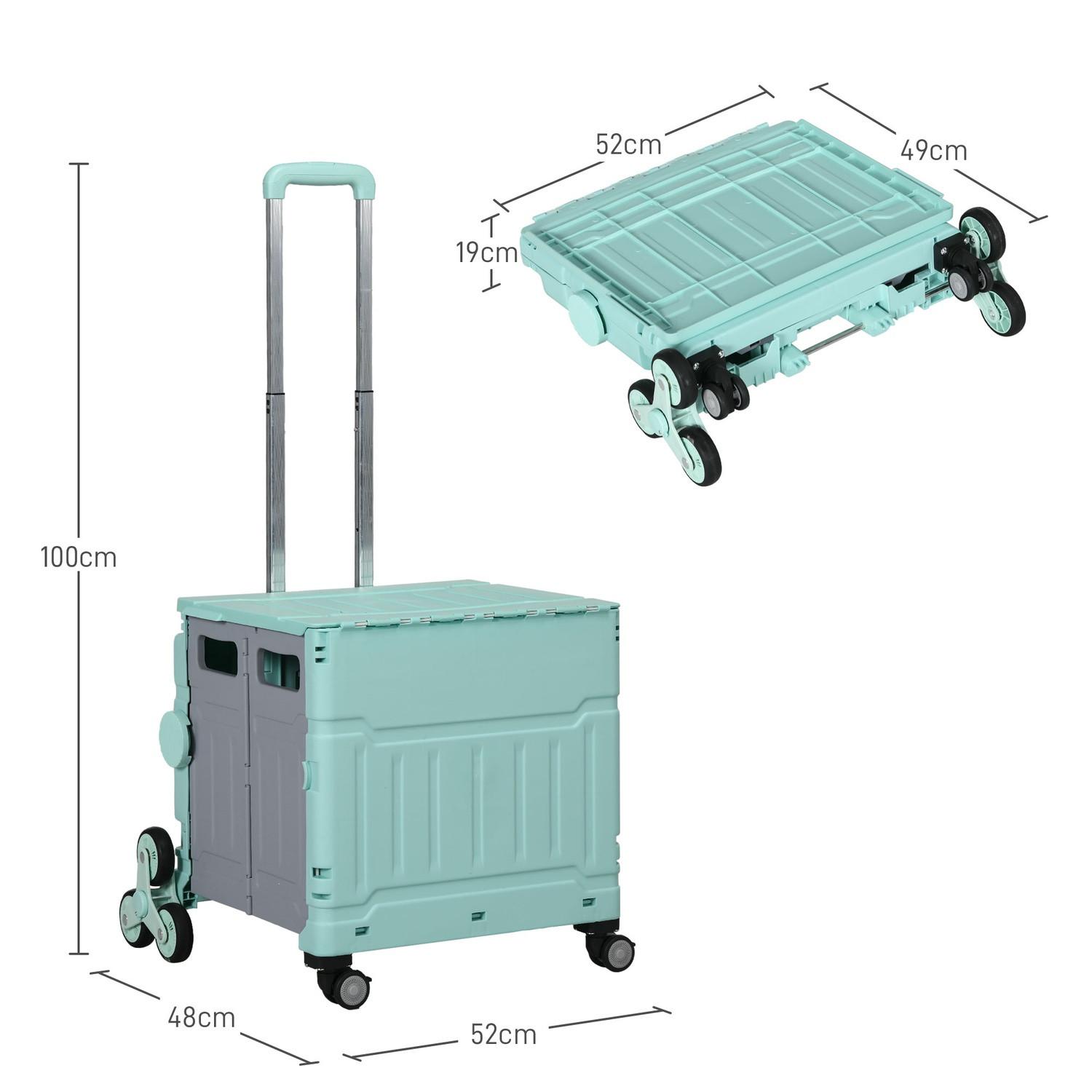 Northio Chariot de courses pliable, portable jusqu'à 80 kg, chariot de courses avec poignée télescopique réglable, couvercle, chariot de transport, vert  