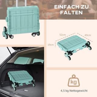 Northio Carrello spesa pieghevole, portatile fino a 80 kg, carrello spesa con manico telescopico regolabile, coperchio, carrello da trasporto, verde  