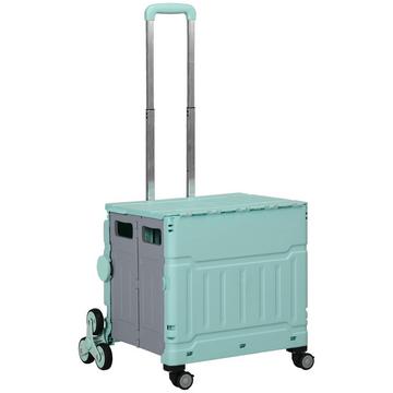 Carrello spesa pieghevole, portatile fino a 80 kg, carrello spesa con manico telescopico regolabile, coperchio, carrello da trasporto, verde