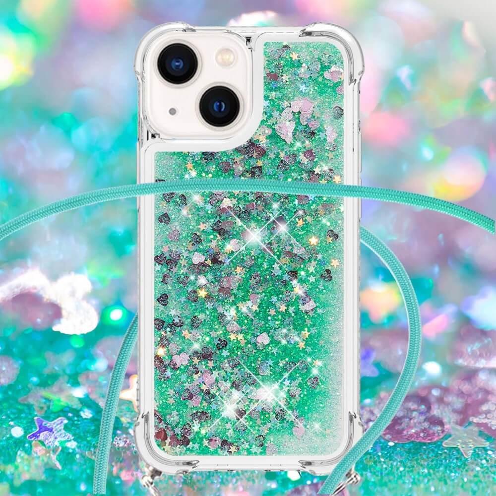 Cover-Discount  iPhone 15 Plus - Glitzer Hülle mit Umhängeband 