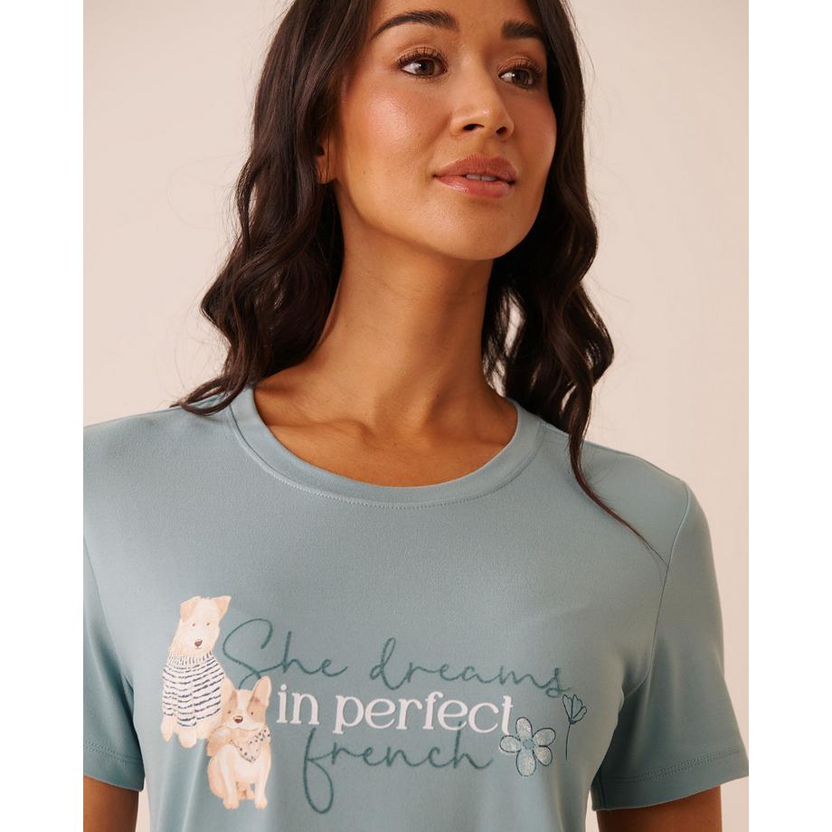 La Vie En Rose T-shirt manches courtes ultra doux imprimé chiens parisiens  