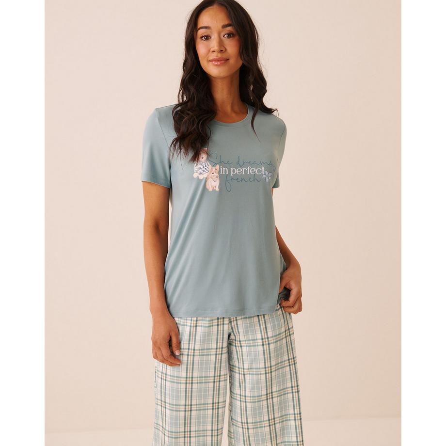 T-shirt manches courtes ultra doux imprimé chiens parisiens