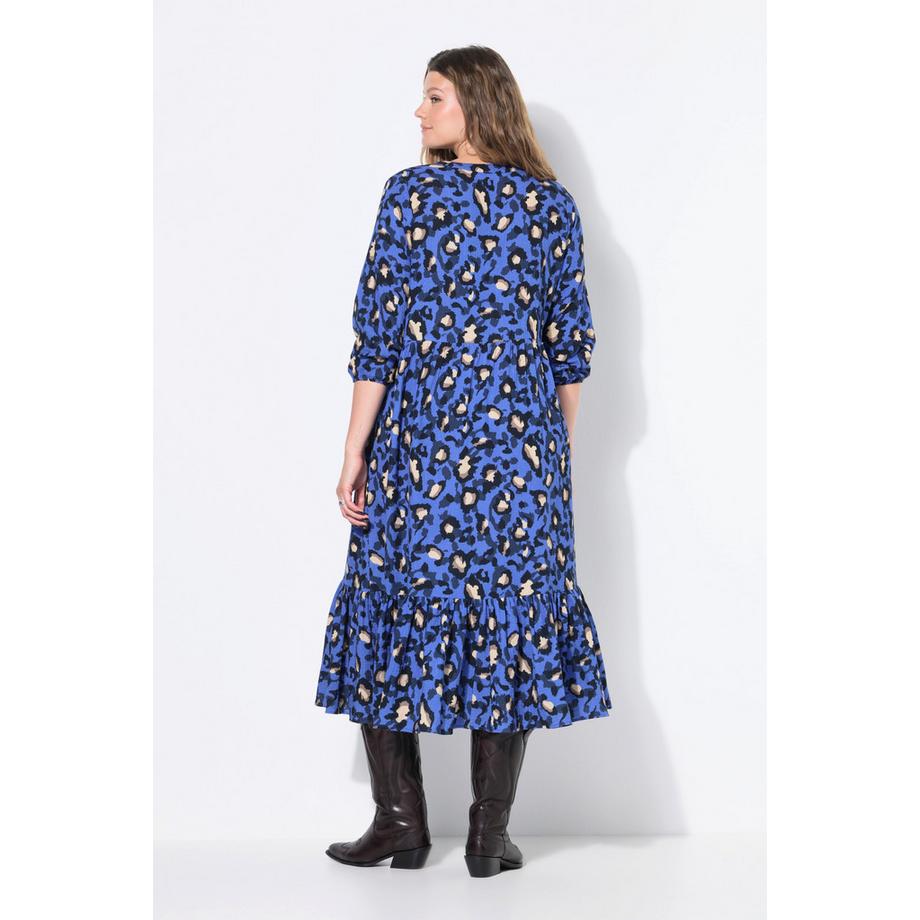 Studio Untold Robe maxi A-line mousseline imprimé léopard coloré  