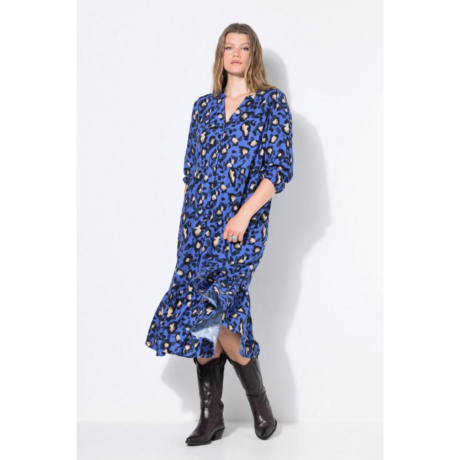 Studio Untold Robe maxi A-line mousseline imprimé léopard coloré  