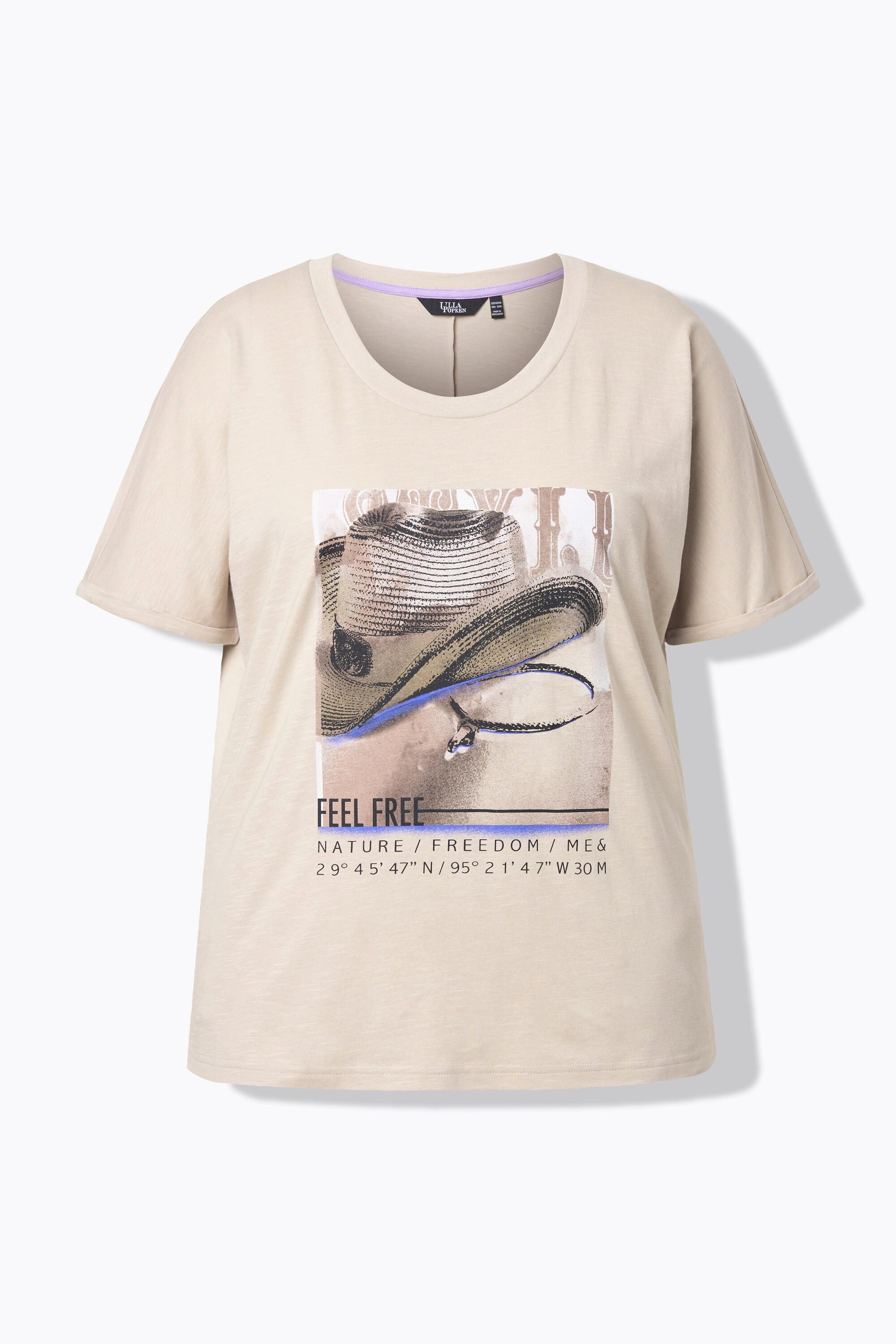 Ulla Popken T-shirt Oversize Stampa Cappello da Cowboy Mezza Manica  