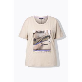 Ulla Popken T-shirt Oversize Stampa Cappello da Cowboy Mezza Manica  