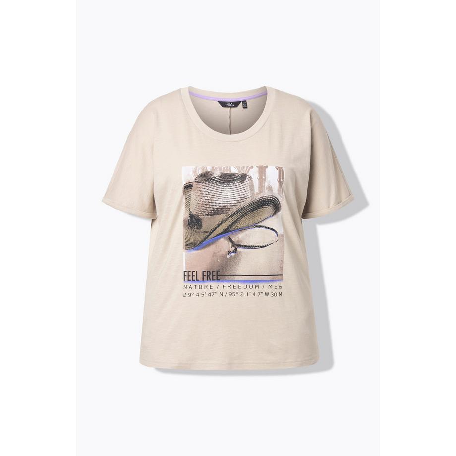 Ulla Popken T-shirt Oversize Imprimé Chapeau de Cowboy Manches Courtes  