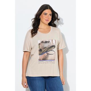 Ulla Popken T-shirt Oversize Stampa Cappello da Cowboy Mezza Manica  