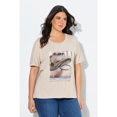 Ulla Popken T-shirt Oversize Stampa Cappello da Cowboy Mezza Manica  
