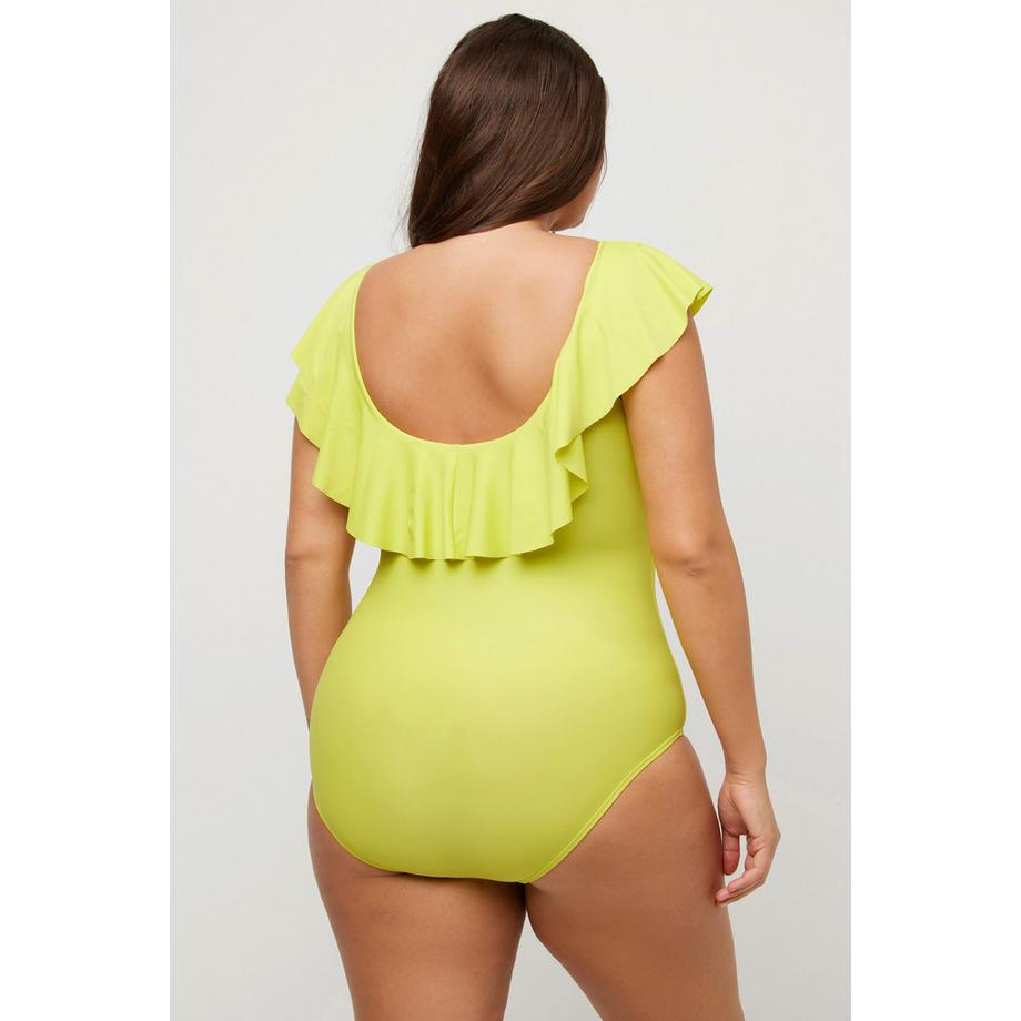 Ulla Popken Costume da bagno Volant Scollo a V Coppe Morbide  