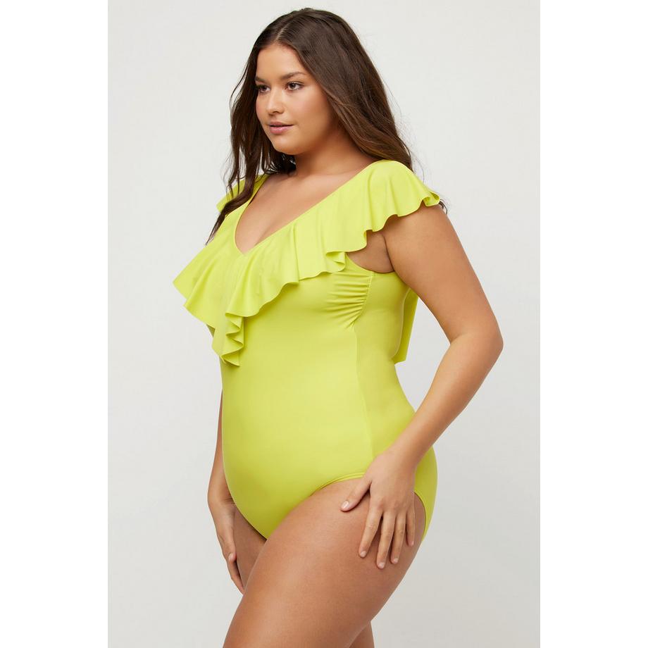 Ulla Popken Costume da bagno Volant Scollo a V Coppe Morbide  