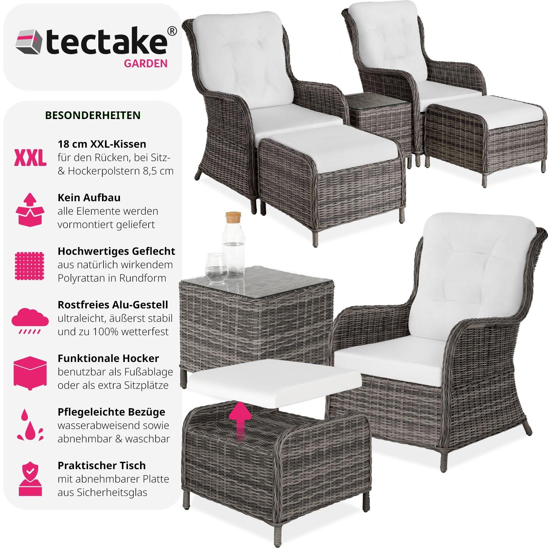 Tectake Aluminium Rattan Sitzgruppe Benissa 2+2  