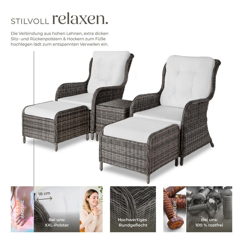 Tectake Rattan Sitzgruppe Benissa für 2 bis 4 Personen wetterfest und UV-beständig, hochwertiges Geflecht  