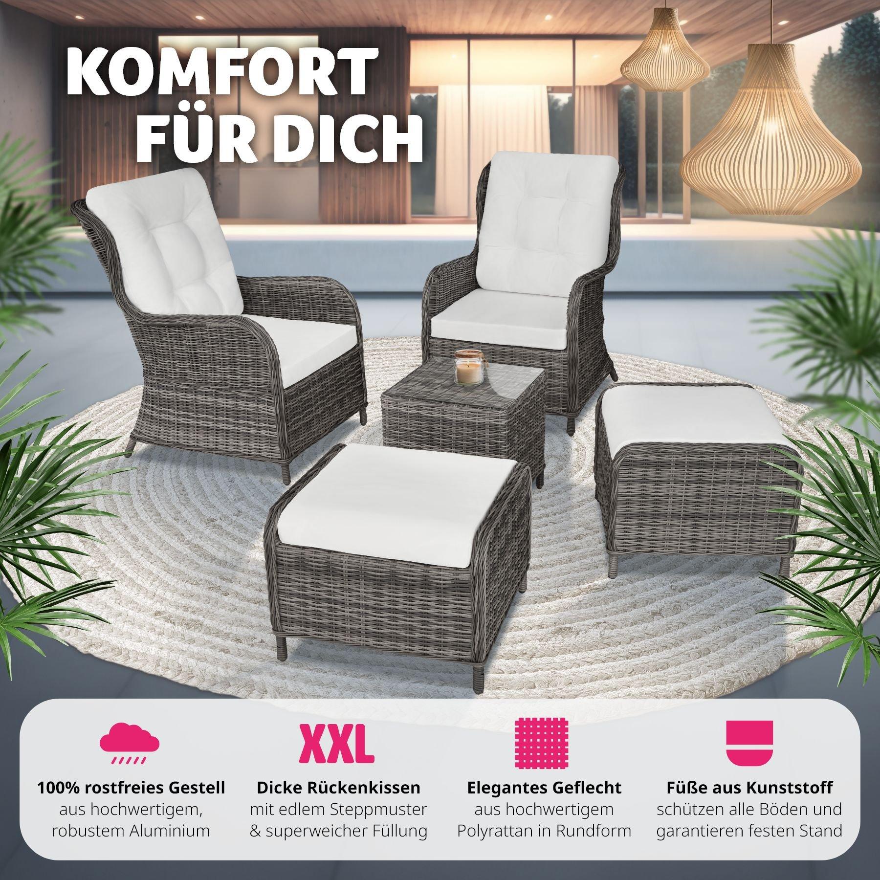 Tectake Aluminium Rattan Sitzgruppe Benissa 2+2  