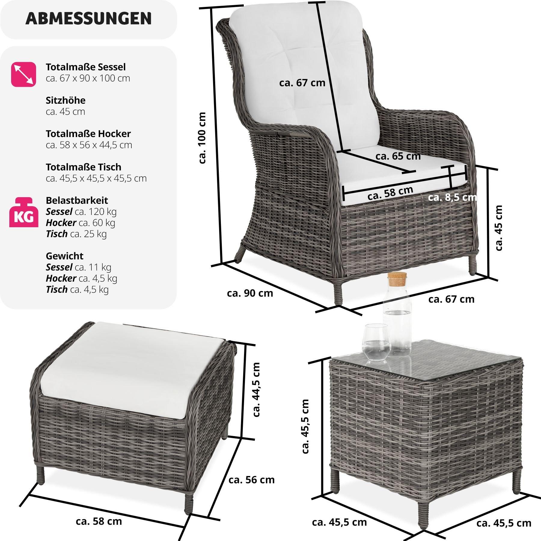 Tectake Aluminium Rattan Sitzgruppe Benissa 2+2  