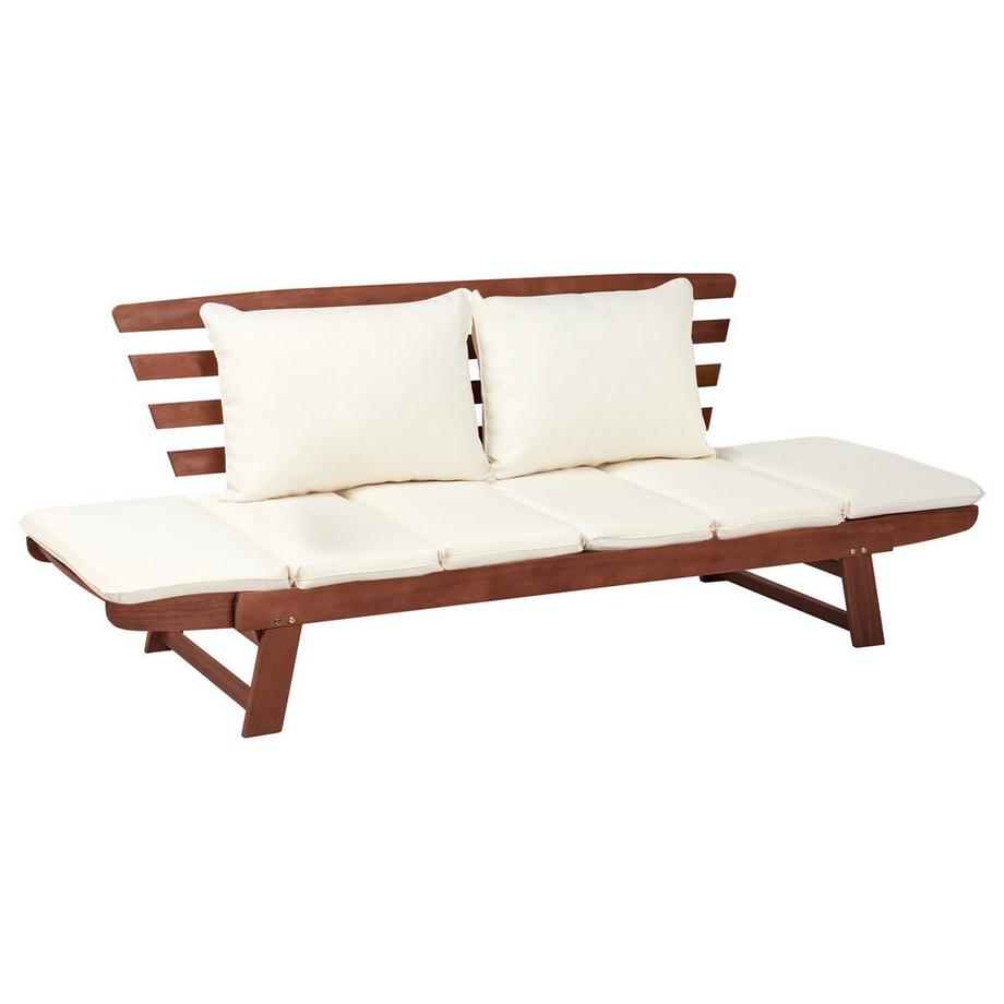 Beliani Gartenbank mit Auflage aus Eukalyptus  PORTICI  