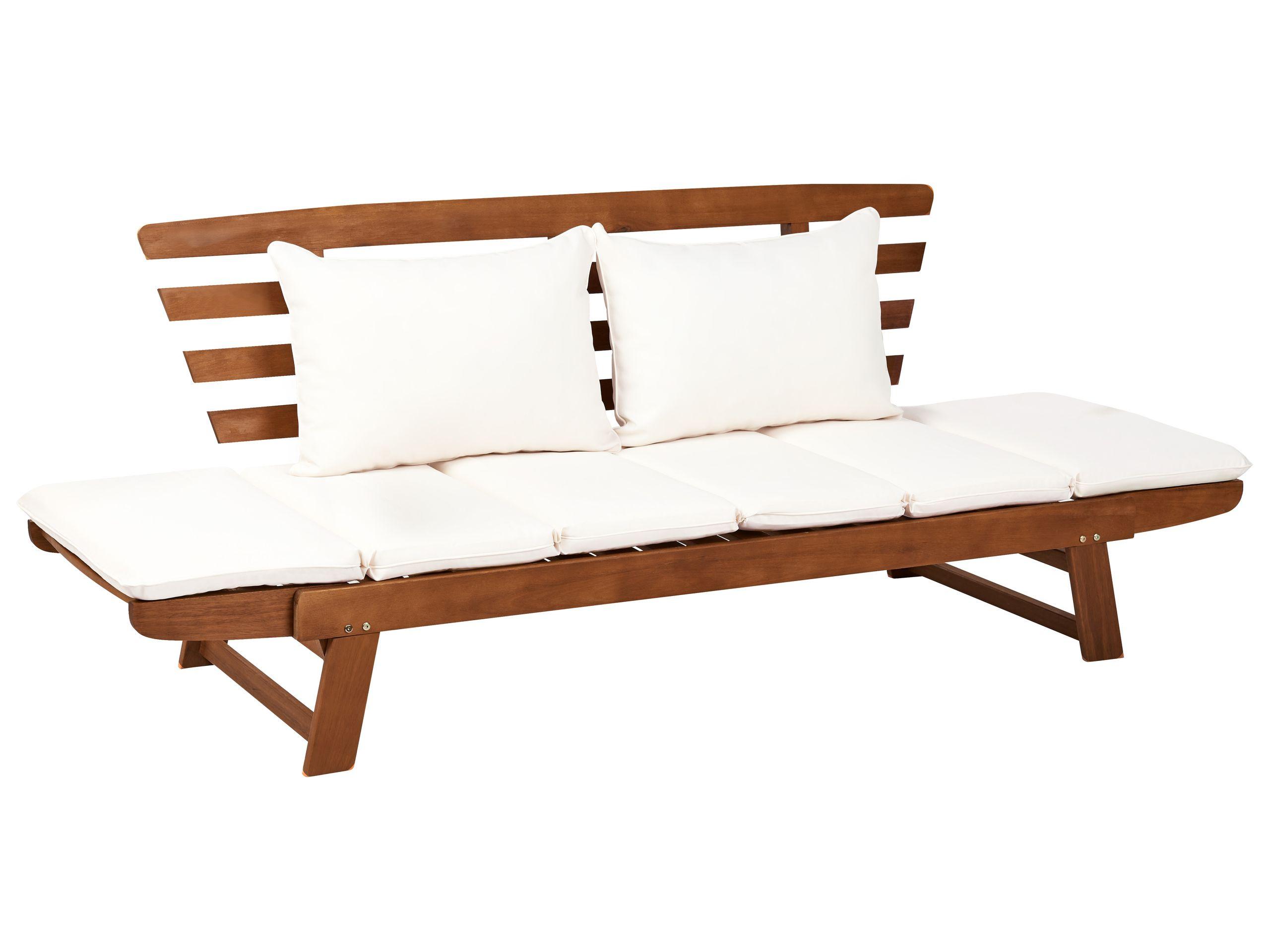 Beliani Banc avec coussin d'assise en Bois d'eucalyptus Rétro PORTICI  