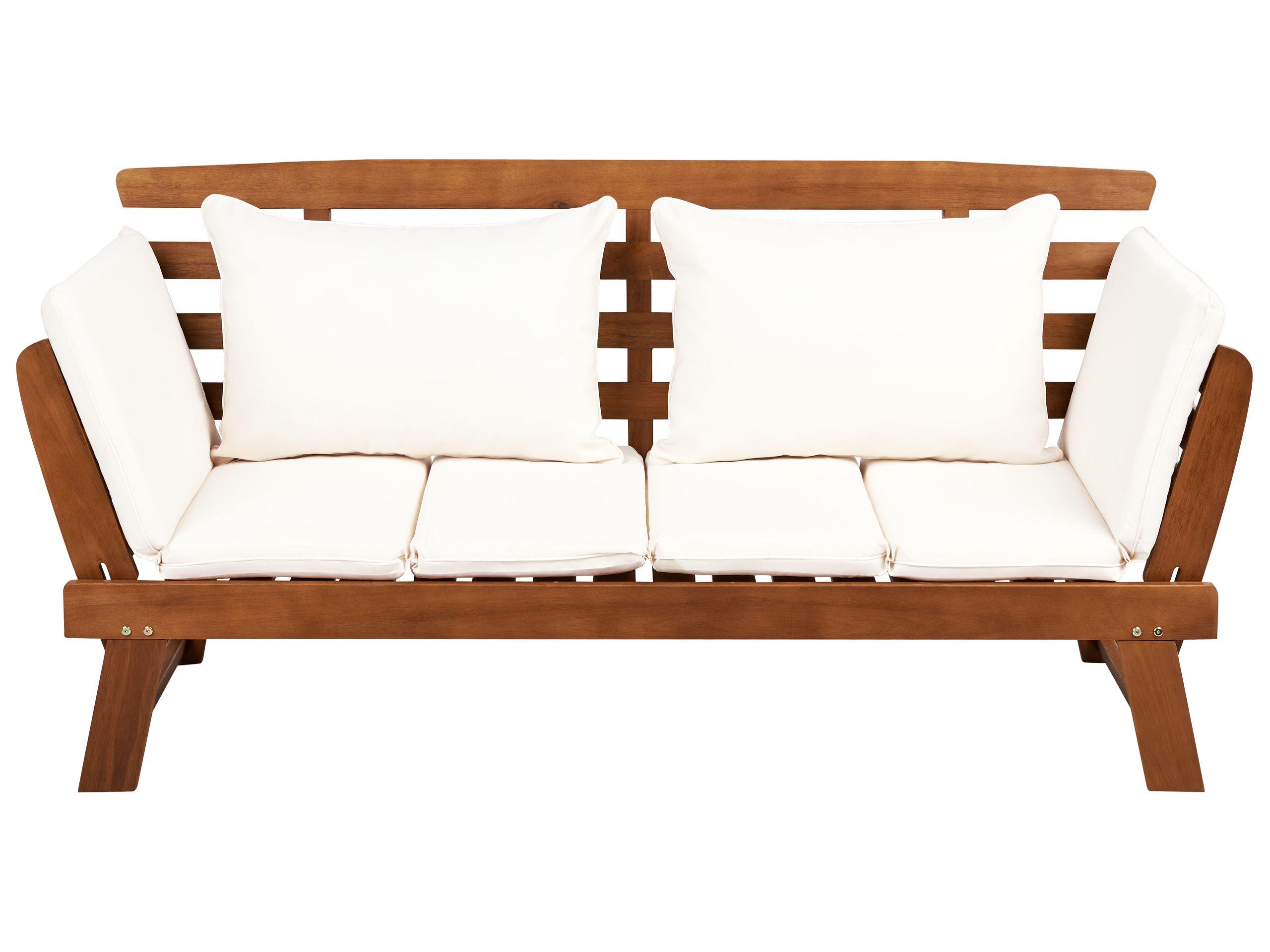 Beliani Banc avec coussin d'assise en Bois d'eucalyptus Rétro PORTICI  