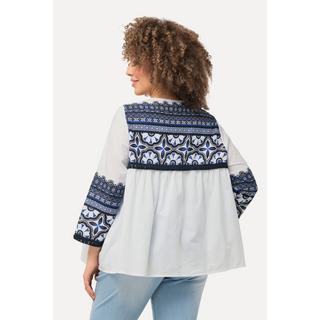 Ulla Popken Blusenjacke Fransen A-Linie Rundhals 3/4-Arm  