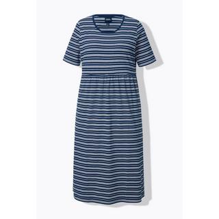 Ulla Popken Abito Midi A Righe Taglio Svasato Scollo Rotondo Mezze Maniche  