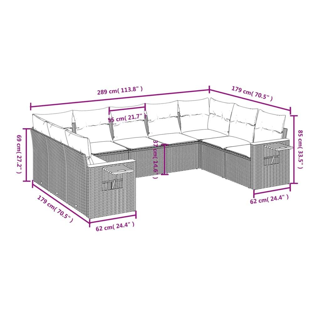 VidaXL Ensemble de canapés de jardin rotin synthétique  