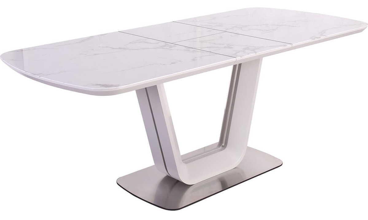 mutoni Table à rallonge aspect marbre 200x90x77 blanc  