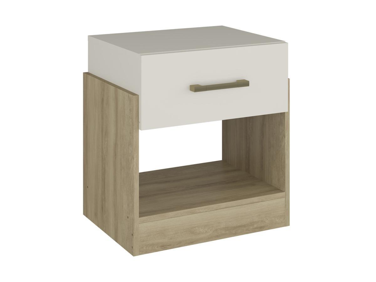 Vente-unique  Lot de 2 tables de chevet 1 tiroir et 1 niche - Coloris : Naturel et ivoire - BODIL II 