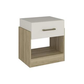 Vente-unique  Lot de 2 tables de chevet 1 tiroir et 1 niche - Coloris : Naturel et ivoire - BODIL II 