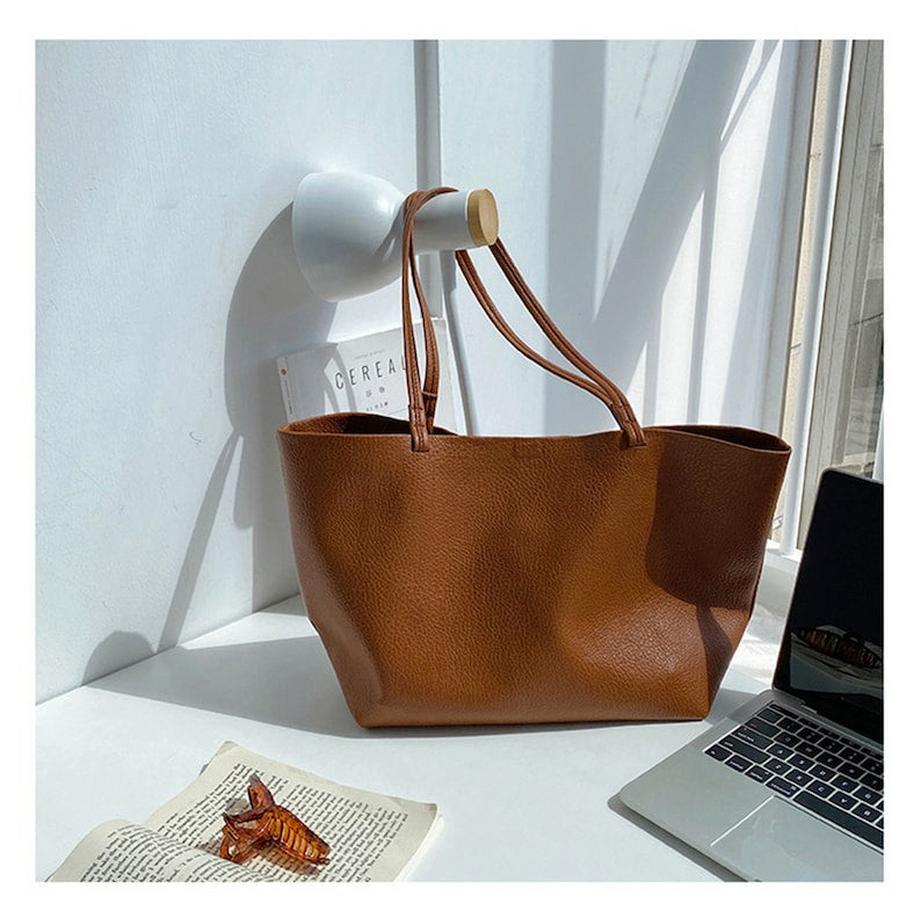 Only-bags.store Sac à Bandoulière en Cuir Vegan Sac Fourre-Tout en Velours Côtelé Souple  