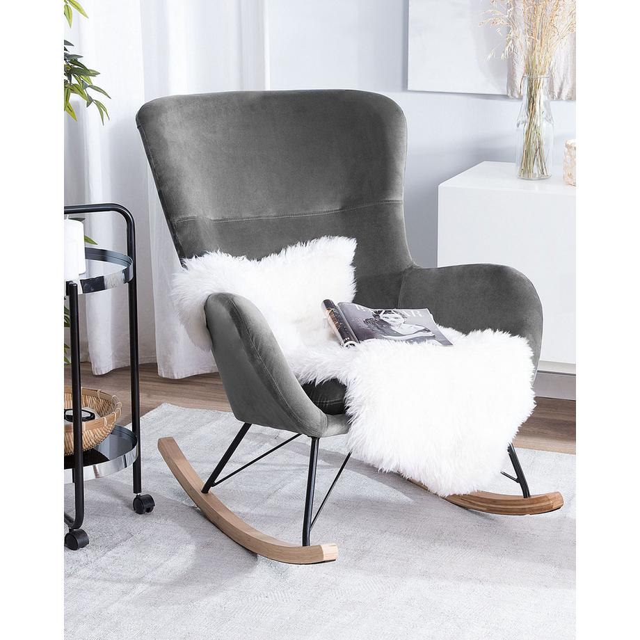 Beliani Fauteuil à bascule en Velours Glamour ELLAN  