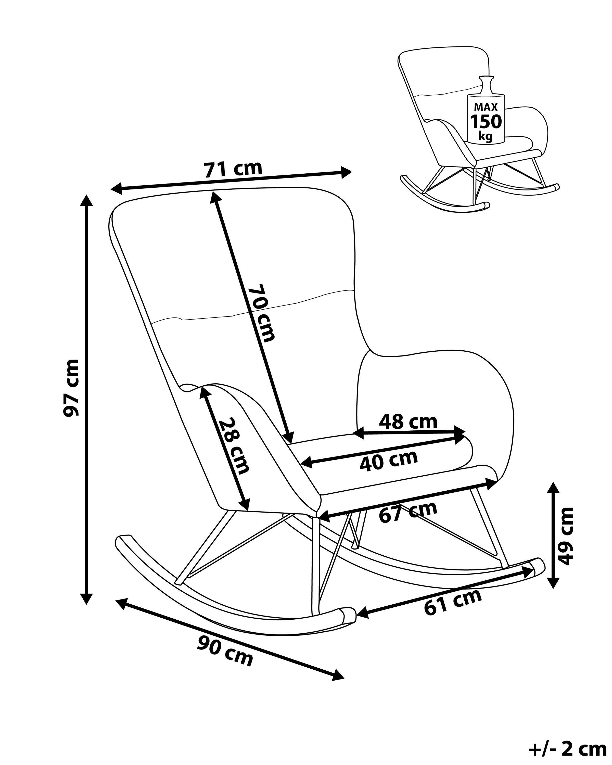 Beliani Fauteuil à bascule en Velours Glamour ELLAN  